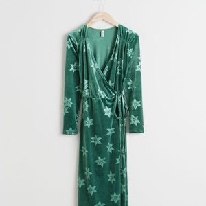 Other Stories floral velour wrap dress